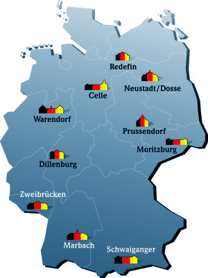 Übersichtskarte der Deutschen Landgestüte